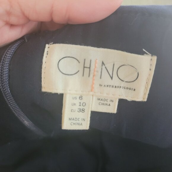 Anthropologie Chino Navy Blue Pinafore overall mini Dress With Pockets Size US 6 - Picture 3 of 5